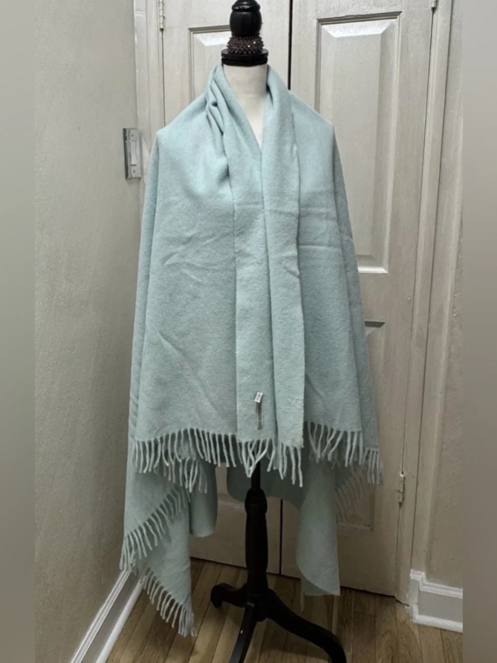 Patmos Throw By Alicia Adam’s Alpaca Blanket Cover Shawl in Aqua Solid Color